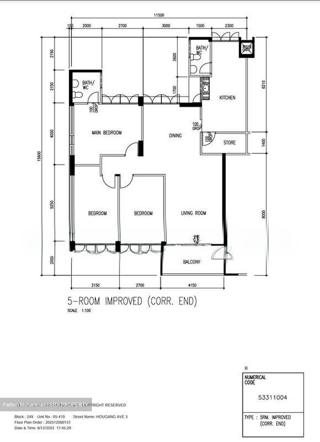 Blk 249 Hougang Avenue 3 (Hougang), HDB 5 Rooms #603612001